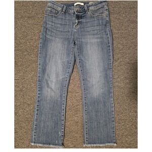 Eunina Denim‎ Jeans Mid Rise Cropped Boot Cut Frayed Hem Size 28